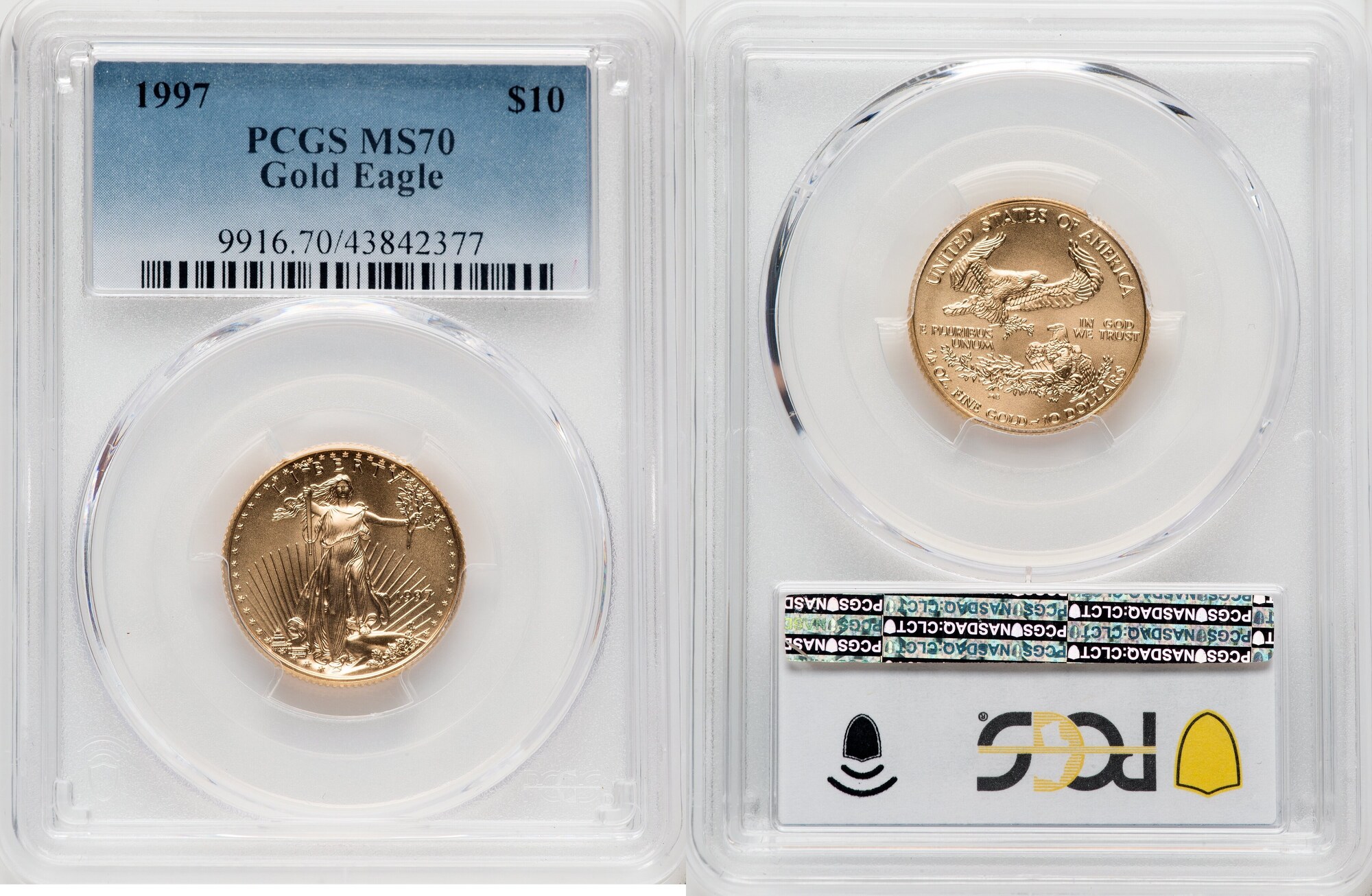 US 10 Quarter Ounce Gold Eagle 1997 Gold Eagles PCGS MS70 MA Shops us-10-quarter-ounce-gold-eagle-1997-gold-eagles-pcgs-ms70-ma-shops