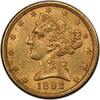 US $5 Liberty  CAC 1892-CC Liberty Head $5 PCGS MS62