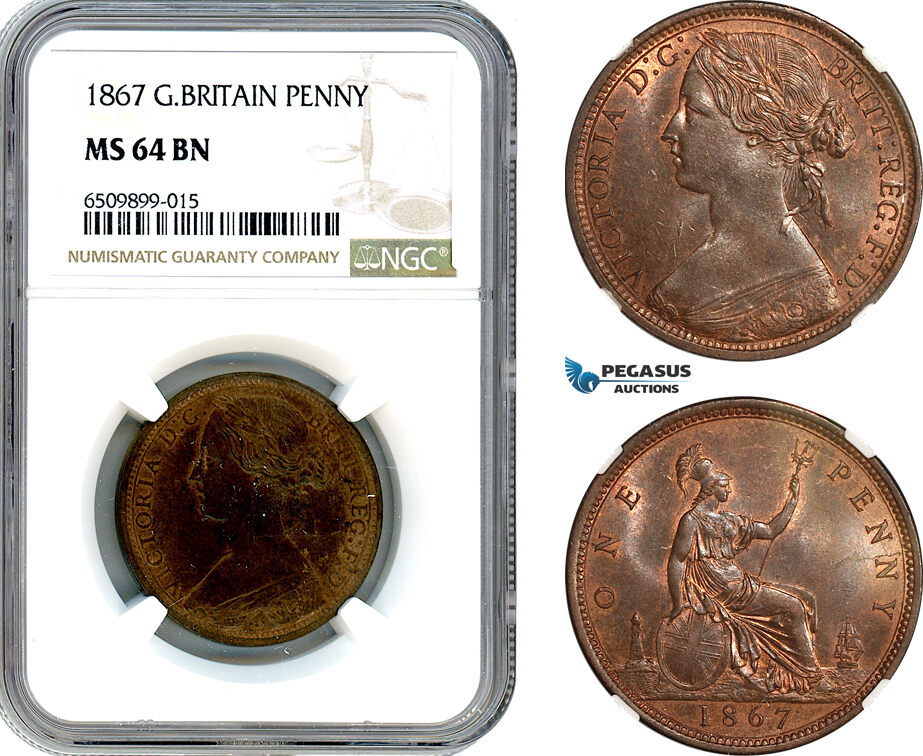 Great Britain 1 Penny 1867 NGC MS64BN | MA-Shops