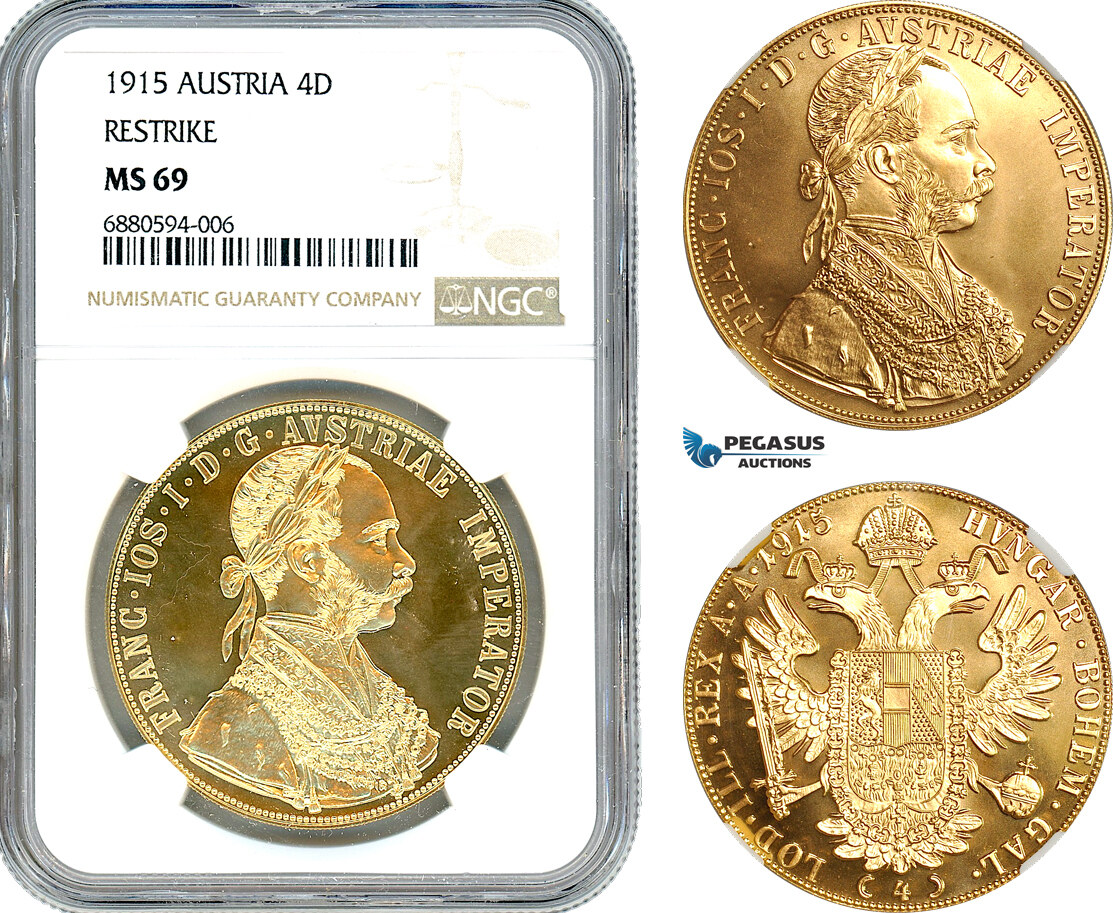 Austria Restrike 4 Ducats 1915 NGC MS69 | MA-Shops