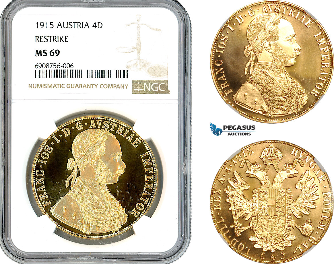 Austria Restrike 4 Ducats 1915 NGC MS69 | MA-Shops