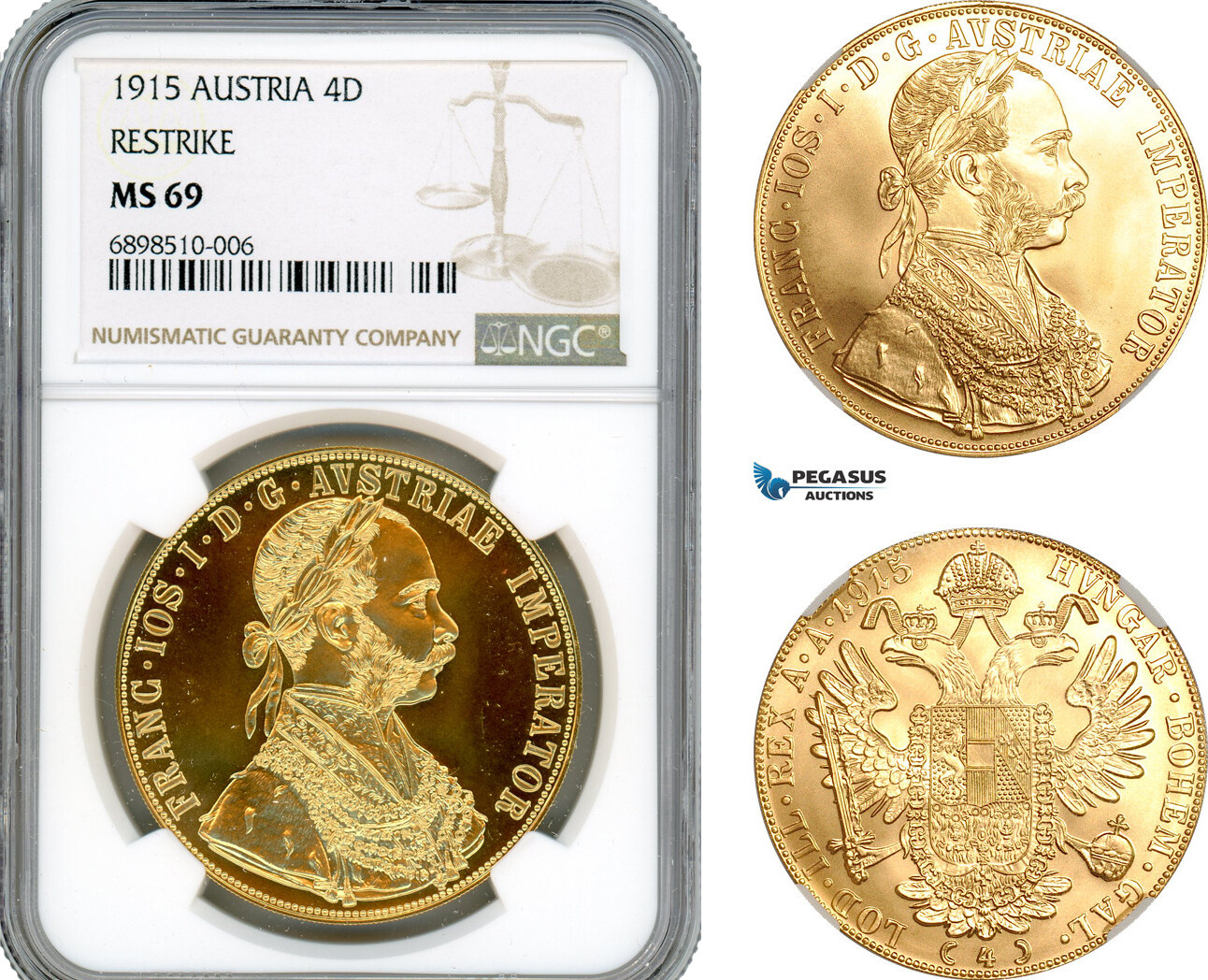 Austria Restrike 4 Ducats 1915 NGC MS69 | MA-Shops