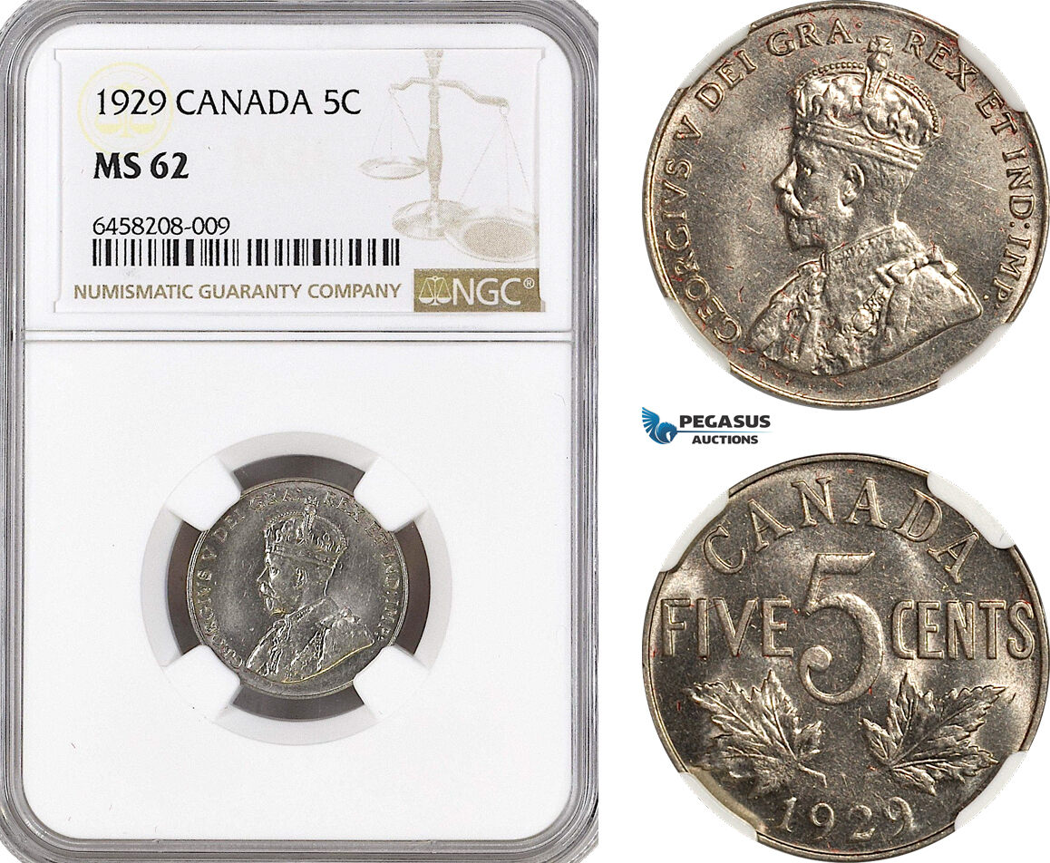 Canada 5 Cents 1929 NGC MS62 MA Shops canada-5-cents-1929-ngc-ms62-ma-shops