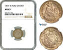 1 Dinero 1875 Peru  NGC MS63