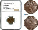 Germany, Third Reich 2 Reichspfennig 1938 NGC MS64BN 99,00 EUR  zzgl. 15,00 EUR Versand