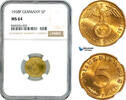 Germany, Third Reich 5 Reichspfennig 1938 NGC MS64 99,00 EUR  zzgl. 15,00 EUR Versand