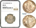 Romania 2 Lei 1914 NGC MS64 219,00 EUR  zzgl. 15,00 EUR Versand