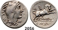 Roman Republic AR Denarius L. Thorius Balbus, Bull charging