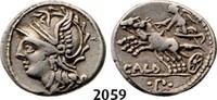 Roman Republic AR Denarius C. Coilius Caldus, Coelia, Victory in biga