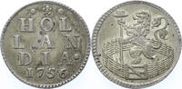 Duit Holland  zilver 1756/51 vz