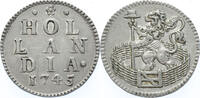 Duit 1745 Holland  zilver vz-