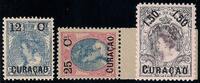 Curaçao NVPH nr. 26/28 Frankeerzegels met overdruk 1901-1902 postfris -