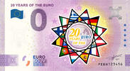 0 Euro biljet Nederland 2022 - 20 jaar Euro KLEUR -