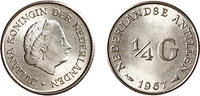 1/4 Gulden Juliana zilver Nederlandse Antillen jaar -