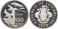 100 Rupees 1978 Seychelles  White-tailed Tropic Bird silver PP