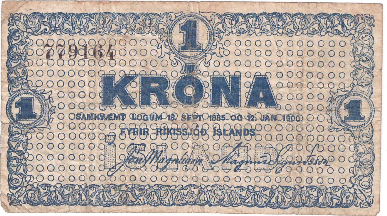 Iceland 1 Krona 1885-1900 s | MA-Shops