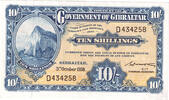 Gibraltar 10 Shilling 1958 vz 200,00 EUR  zzgl. 22,00 EUR Versand