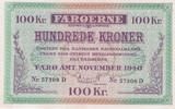 Faroe Island 100 Kroner 1940 P.12 perfekt unz