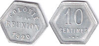Reunion 10 Centimes 1920 unz 2000,00 EUR  zzgl. 22,00 EUR Versand