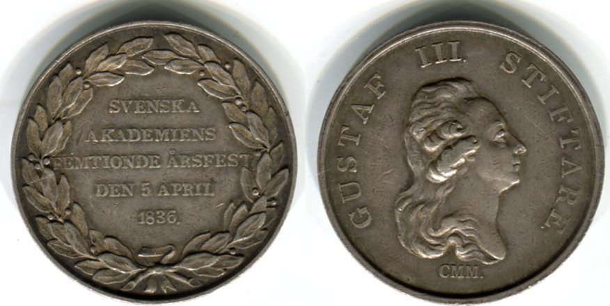 Schweden Silbermedaille 1836 Karl XIV. Johann 1818-1844 "Auf die