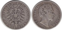 Kaiserreich 2 Mark Bayern Ludwig II. 2 Mark 1877 D