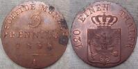 Brandenburg-Preußen Cu 3 Pfennig Flecken. -