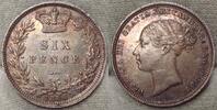 Großbritannien Sixpence Schöne Patina, kleiner Kratzer. Randfehler. -