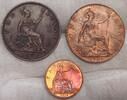 Großbritannien 2x Penny und Farthing 3 Stück. -