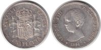 Spanien Peseta Alfonso XIII. Peseta 1891 (91) PG-M