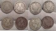 USA 5 Cents 1891,1895,1899,1910. -