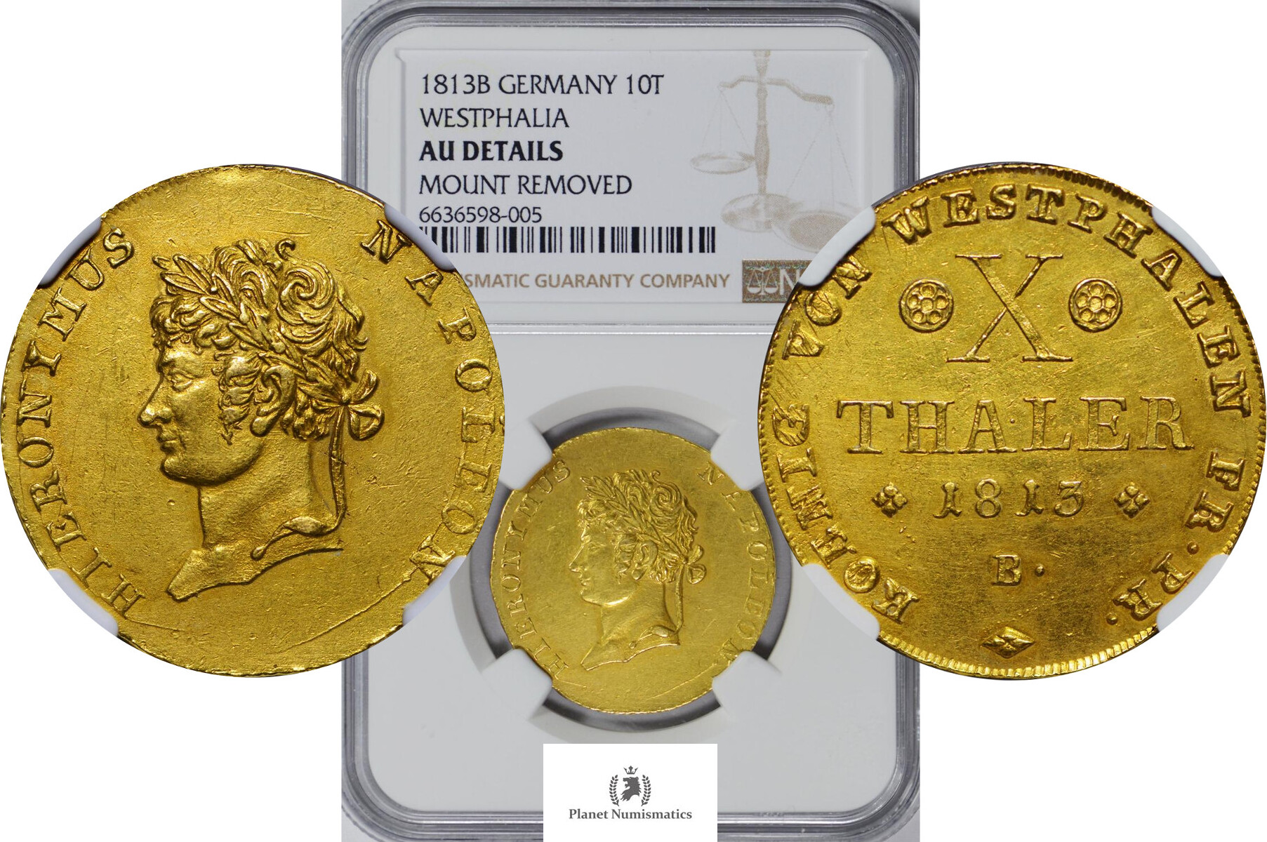 GERMAN-STATES GOLD-10-THALER 1813-B TS-20 NGC-AU-DETAILS | MA-Shops