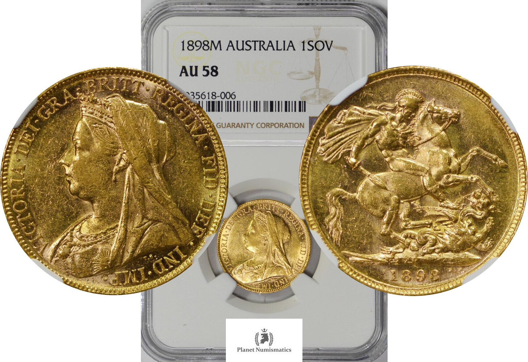 Australia GOLD-SOVEREIGN-VICTORIA 1898-M 19422-3 NGC-AU58 | MA-Shops
