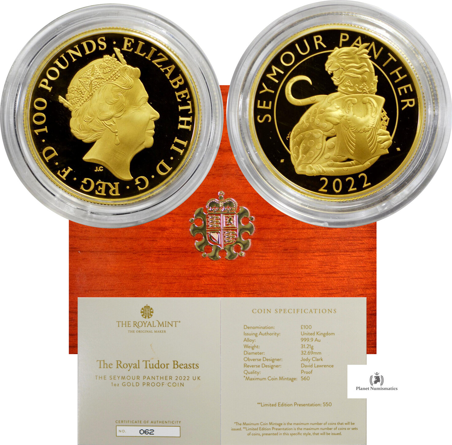 GREAT BRITAIN GOLD 100 POUNDS 2022 111021 1 PROOF FDC MA Shops