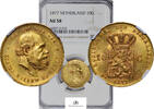 NETHERLAND 7225 GOLD-10-GULDEN 1877 NGC-AU58