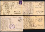 Deutsches Reich Propaganda 1942/43 Afrika-Korps, vier farbige Postkarten mit Kriegsdarstellungen Karte/gebraucht
