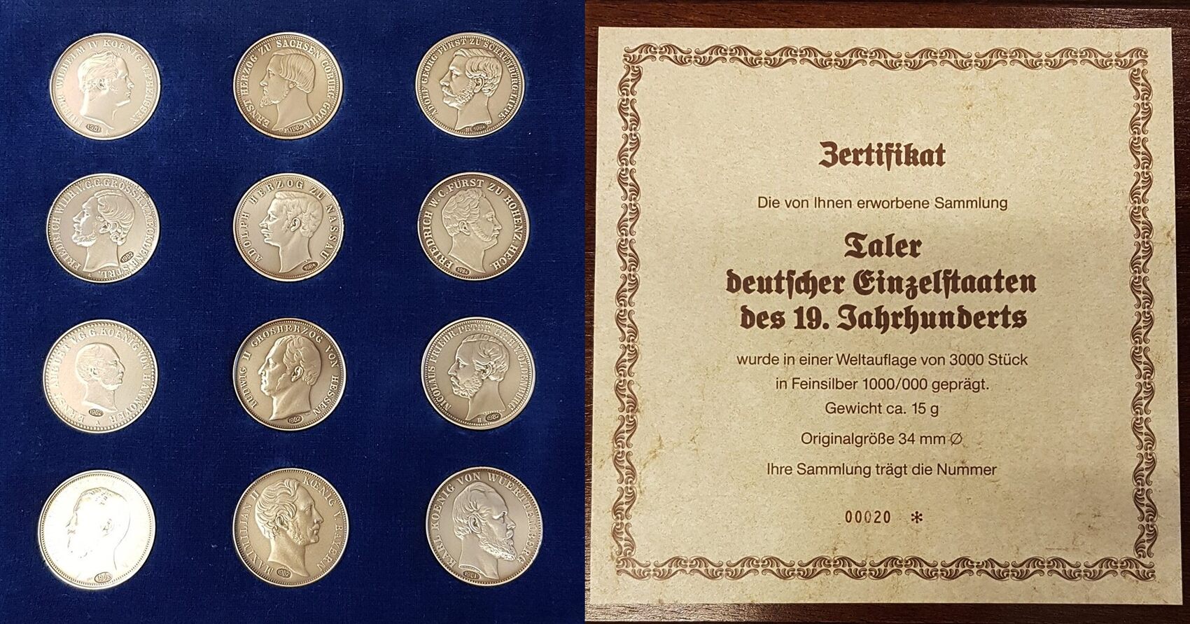 Deutsches Reich (1838/71) NP 1981/84 12 versch. Taler deutscher