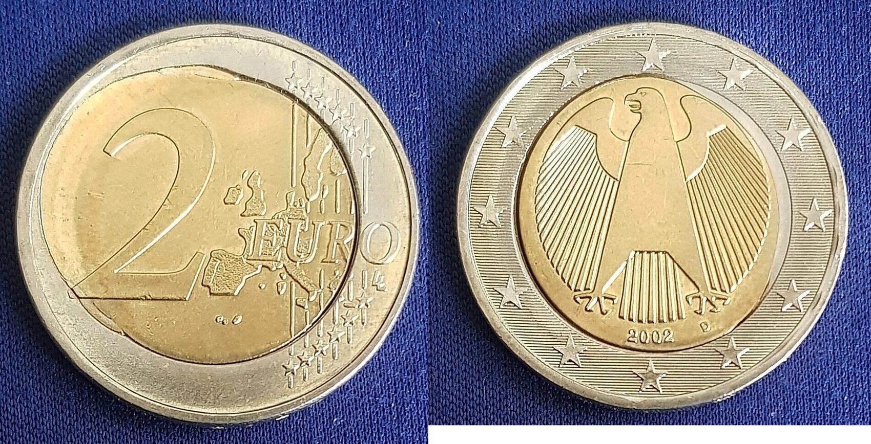 2 Euro Münze Bundesrepublik Deutschland 2002 Bis 2012 Fehlprägung Bundesrepublik Deutschland 2 Euro 2002 D seltene 'Spiegelei-Verprägung