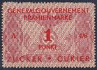 Generalgouvernement 1 Punkt Prämienmarke, 1. Ausgabe 1 Punkt 'Zucker/Cukier' mit Hoheitsadler -