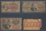 USA 10 Ct + 3x 25 Ct Fractional Currency notes 1. / 5. issue -