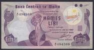 Malta 5 Liri 1967/79 Pi. 35b Republic, with two dots I-