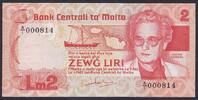 Malta 2 Liri Pi. 37 Republic low number A/I 000814 -