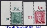 Deutsches Reich 1936 Daimler-Benz Bogenecken Eckrand oben links postfrisch