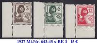 Deutsches Reich 1937 Bogenecken Luftschutz Eckrand unten links postfrisch