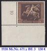 Deutsches Reich 1938 Bogenecken Braunes Band Eckrand unten links postfrisch