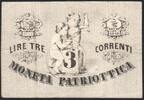 Italien - Venedig 3 Lire Venezia Revolutionsgeld, Moneta Patriottica -