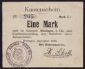 Deutsches Reich - Elsass 1 Mk. Hirsingen/Hirsingue Haute Alsace, Gemeinde-Kassenschein nicht entwertet -