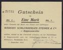 Deutsches Reich - Elsass 1 Mk. Roppenzweiler / Roppentzwiller Haute Alsace, Gutschein der Weberei Schlumberger-St -