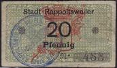 Deutsches Reich - Elsass 20 Pfg. Rappoltsweiler / Ribeauvillé Alsace, Stadtkasse -