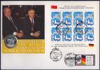 Deutschland/UdSSR großformatiger 2-Länder-Numisbrief auf den 'Besuch Gorbatschows' mit Ar-Medaille -