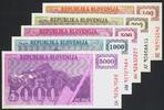 Slowenien Republik 1 - 5000 Tolarjev 1990/92 Pi. 1-10 BergTriglav komplette Serie in absoluter Luxusqualität OHNE Aufdruck! UNC